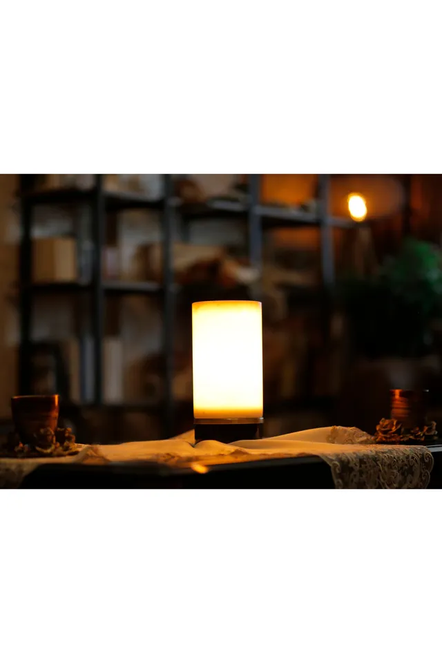 Marbelix Luxora 25cm Ultra Lüks Mermer Gece Lambası - Oniks Masa Lambası - Mermer Lüks Abajur - Lambader
